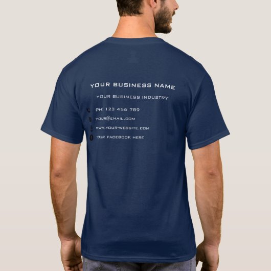 Aangepaste Business Name Text Info Promotion-T-Shi T-shirt (Achterkant)
