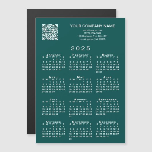 Aangepaste Business QR Code 2025 Kalender Blauwgro (Voorkant / Achterkant)