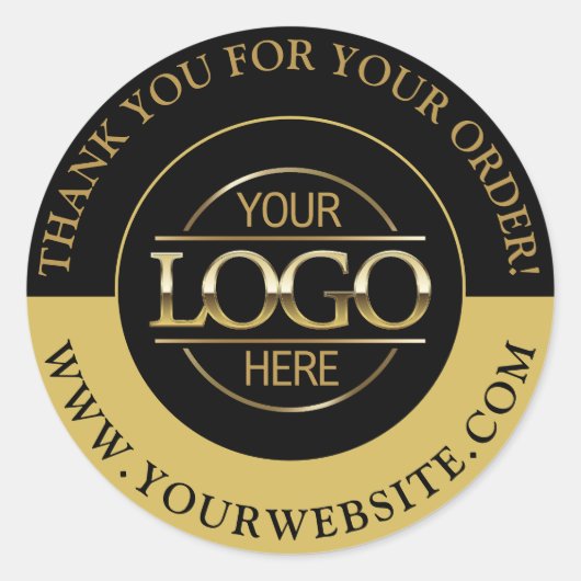 Aangepaste Business Round Logo Promotionele Zwart Ronde Sticker (Voorkant)