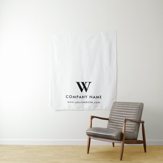 Aangepaste Business Table Runner Banner Modern Wit Wandkleed (In situ)