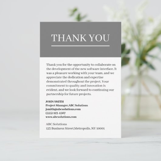 Aangepaste business-to-business-bedankkaart bedankkaart (Staand voorkant)