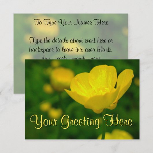 Aangepaste buttercup RSVP-kaarten RSVP Kaartje (Voorkant / Achterkant)