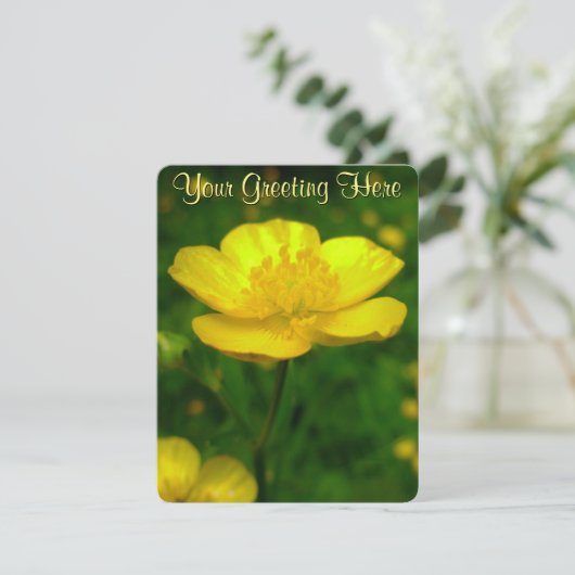 Aangepaste buttercup RSVP-kaarten RSVP Kaartje (Staand voorkant)