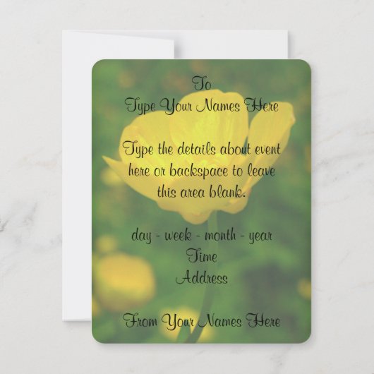 Aangepaste buttercup RSVP-kaarten RSVP Kaartje (Achterkant)