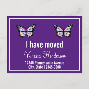 Aangepaste Butterflies Paarse Moving Announge Briefkaart