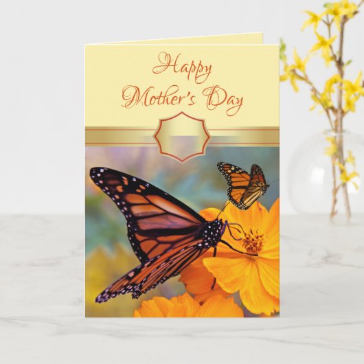 Aangepaste Butterfly Moederdag Kaart (Gele Bloem)