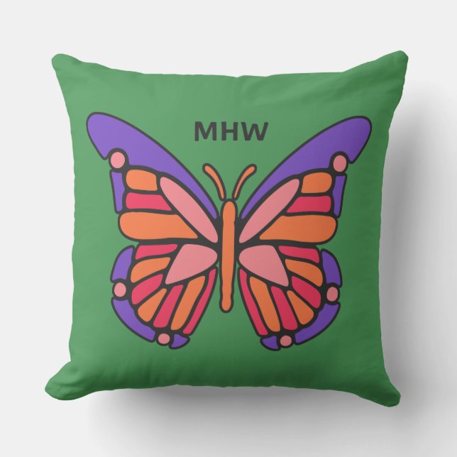 Aangepaste butterfly-monogram met gestyleerde Butt Buitenkussen (Voorkant)