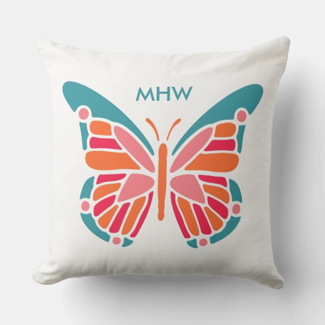 Aangepaste butterfly-monogram met gestyleerde Butt Kussen (Voorkant)