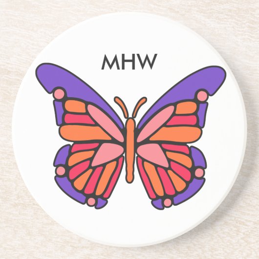 Aangepaste Butterfly-monogram onderzetter (Voorkant)
