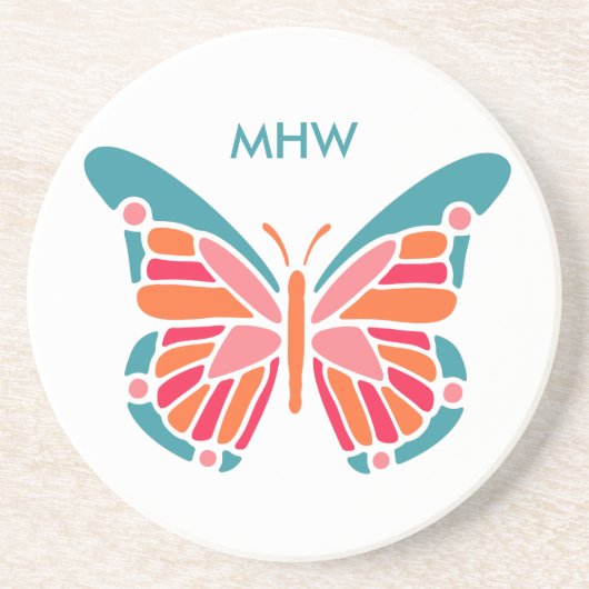 Aangepaste Butterfly-monogram onderzetter (Voorkant)