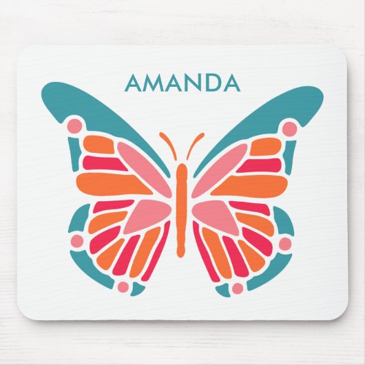 Aangepaste butterfly-naam mousepad muismat (Voorkant)