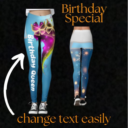Aangepaste Butterfly & Snowflake Verjaardag Queen  Leggings