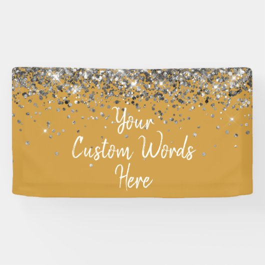 Aangepaste Butterscotch en Zilveren Verjaardagsfee Spandoek (Horizontaal)