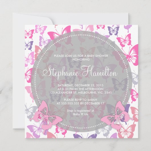 Aangepaste buttervlies-doucheuitnodigingen voor ba kaart (Voorkant)