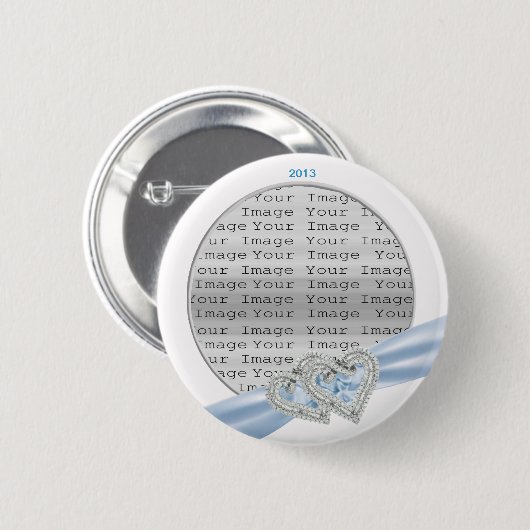 Aangepaste Button Ice Blue Ribbon (Voorkant /achterkant)