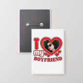 Aangepaste Button Ik hou van mijn vriendje Hartfot (Voorkant / Achterkant)