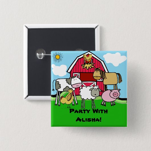 Aangepaste Button landbouwhuisdieren (Voorkant /achterkant)