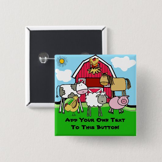 Aangepaste Button landbouwhuisdieren (Voorkant /achterkant)