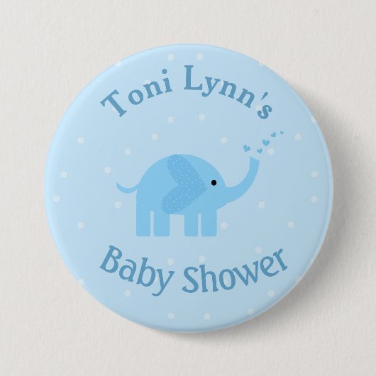 Aangepaste Button van Baby shower met olifant (Voorkant)