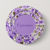 Aangepaste Button van de Paarse en Witte Floral Ro (Voorkant)
