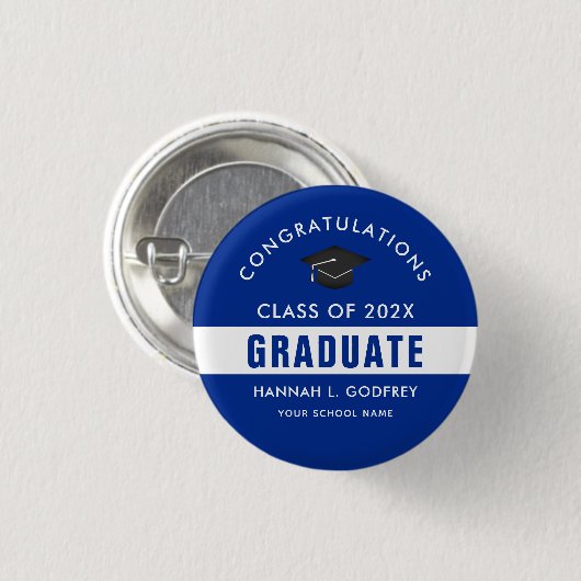 Aangepaste Button voor blauw en wit Afstuderen (Voorkant /achterkant)