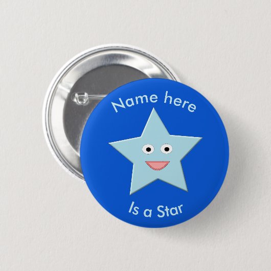 Aangepaste Button voor Bright Blue Celebration Sta (Voorkant /achterkant)