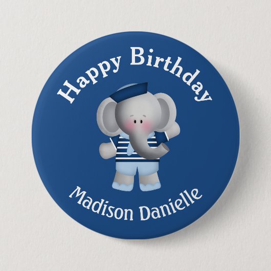 Aangepaste Button voor Elephant Birthday (Voorkant)