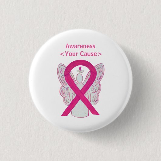 Aangepaste Button voor Hot Pink Awareness Ribbon A (Voorkant)