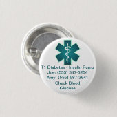 Aangepaste Button voor medische waarschuwingen Bla (Voorkant /achterkant)