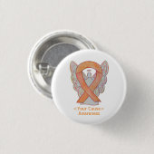 Aangepaste Button voor Peach Awareness Ribbon Ange (Voorkant /achterkant)