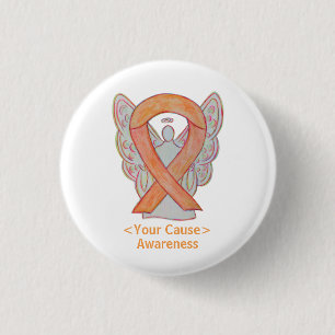 Aangepaste Button voor Peach Awareness Ribbon Ange