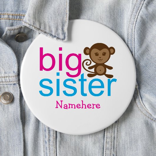 Aangepaste Buttonnen voor grote zuster Monkey Ronde Button 6,0 Cm (In situ)