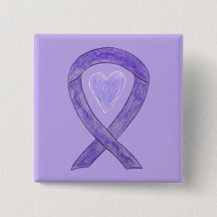 Aangepaste Buttonnen voor Lavender Awareness Ribbo Vierkante Button 5,1 Cm