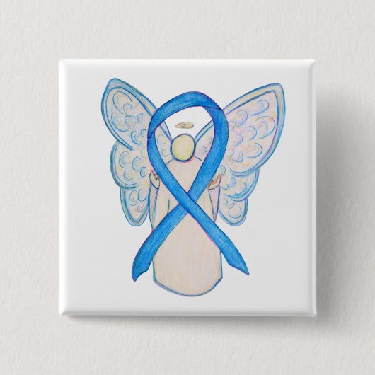 Aangepaste Buttonnen voor Light Blue Awareness Rib Vierkante Button 5,1 Cm (Voorkant)