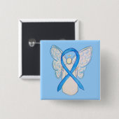 Aangepaste Buttonnen voor Light Blue Awareness Rib Vierkante Button 5,1 Cm (Voorkant /achterkant)