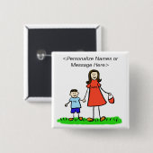 Aangepaste Buttonnen voor mama en zoon Vierkante Button 5,1 Cm (Voorkant /achterkant)