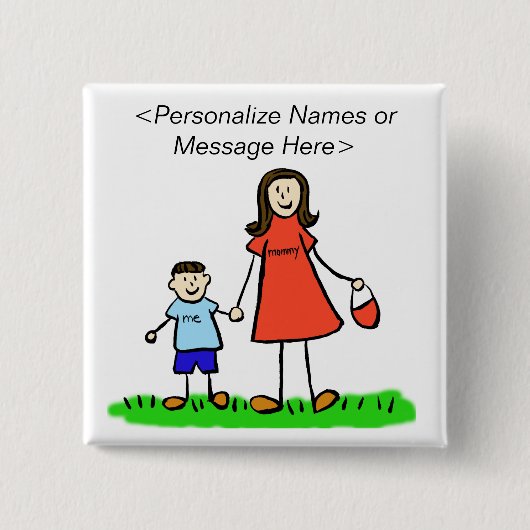 Aangepaste Buttonnen voor mama en zoon Vierkante Button 5,1 Cm (Voorkant)