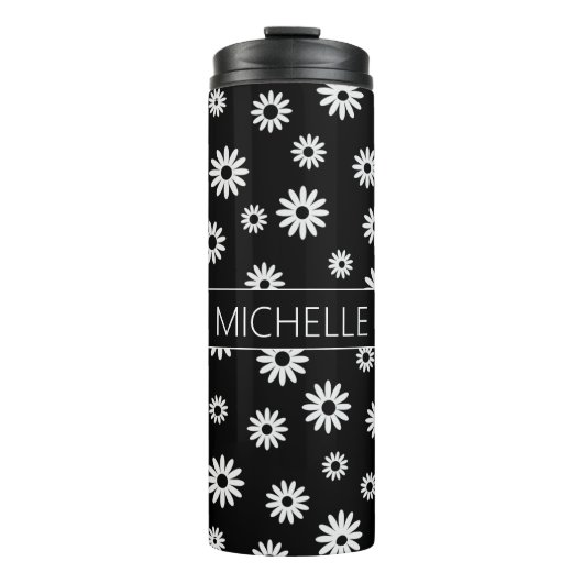 Aangepaste BW Daisies Thermosbeker (Voorkant)