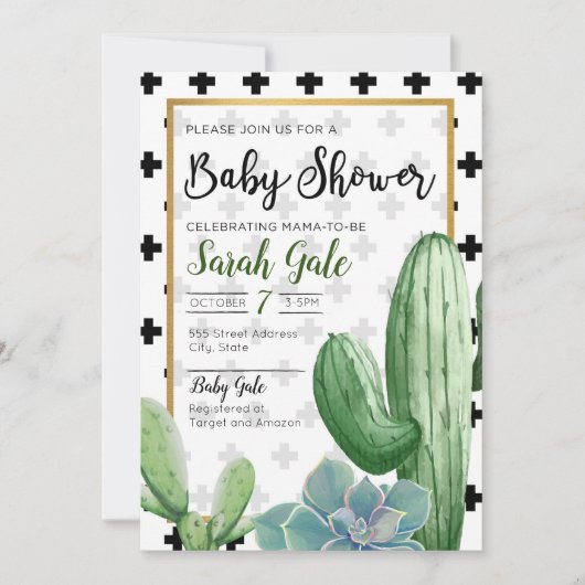 Aangepaste Cactus Aankondiging Baby shower (Voorkant)