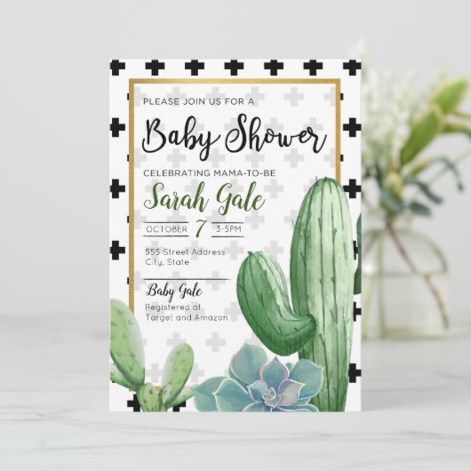 Aangepaste Cactus Aankondiging Baby shower (Staand voorkant)