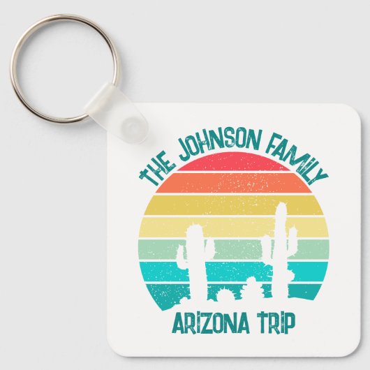 Aangepaste Cactus Sunset Arizona Desert Trip Sleutelhanger (Voorkant)