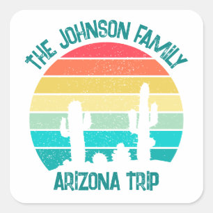 Aangepaste Cactus Sunset Arizona Desert Trip Vierkante Sticker