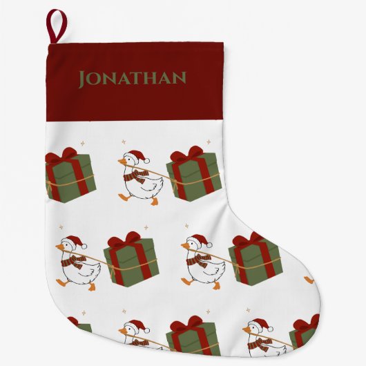 Aangepaste cadeau dief gans Kerstmis Grote Kerstsok (Voorkant)