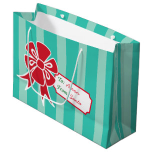 Aangepaste cadeauband boog aqua kerstcadeautas groot cadeauzakje