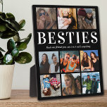 Aangepaste cadeaus voor Besties | Beste vriend Fotoplaat<br><div class="desc">Persoonlijke vriendschapsfoto-plak met een trendy zwarte achtergrond die kan worden veranderd in elke kleur,  negen afbeeldingen van jou en je bijen,  en een schattig beste vriend citaat.</div>