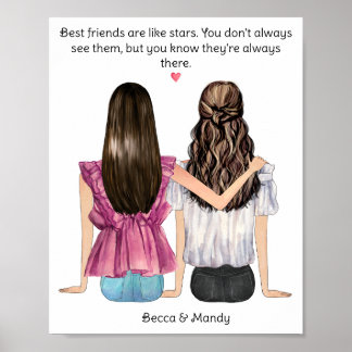 Aangepaste cadeaus voor Besties | Beste vrienden P Poster
