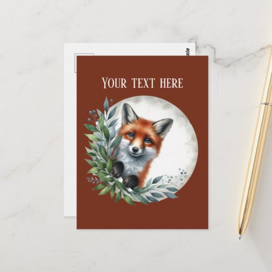 Aangepaste cadeaus voor liefhebbers van vossen briefkaart (Voorkant / Achterkant in situ)