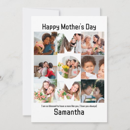 Aangepaste cadeaus voor mam Moederdag 9 Foto Colla Feestdagenkaart (Voorkant)