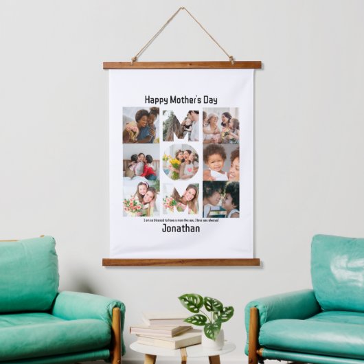 Aangepaste cadeaus voor mam Moederdag 9 Foto Colla Hangend Wandkleed (Woonkamer)