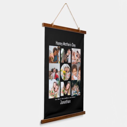 Aangepaste cadeaus voor mam Moederdag 9 Foto Colla Hangend Wandkleed (Gebogen)